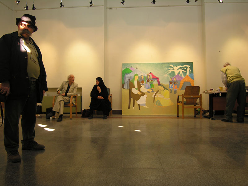 Iranian Traditional Artist-painting-gahve khaneh(coffee house) Saba Gallery of Tehran photographer: Ata Omidvar 2007